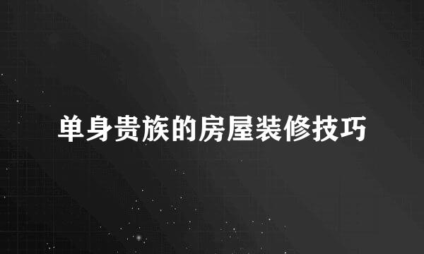 单身贵族的房屋装修技巧