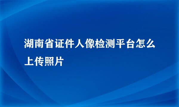 湖南省证件人像检测平台怎么上传照片