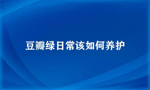 豆瓣绿日常该如何养护