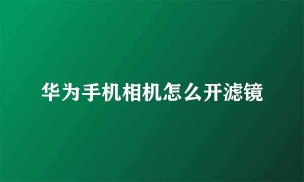 华为手机相机怎么开滤镜