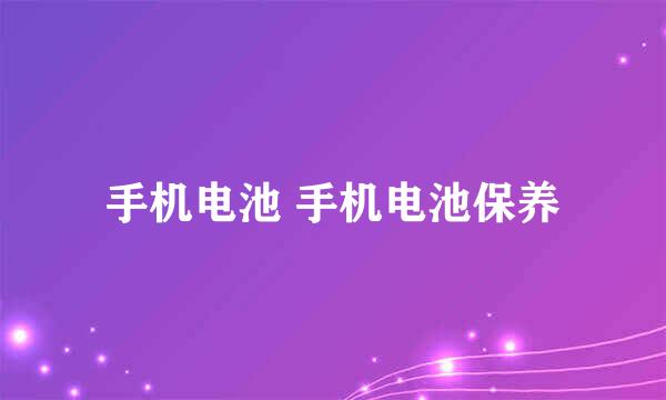 手机电池 手机电池保养