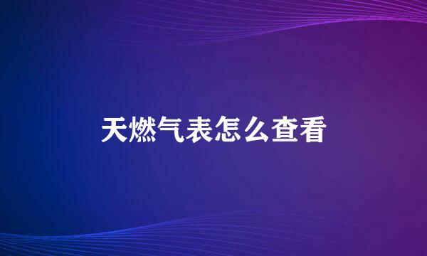 天燃气表怎么查看
