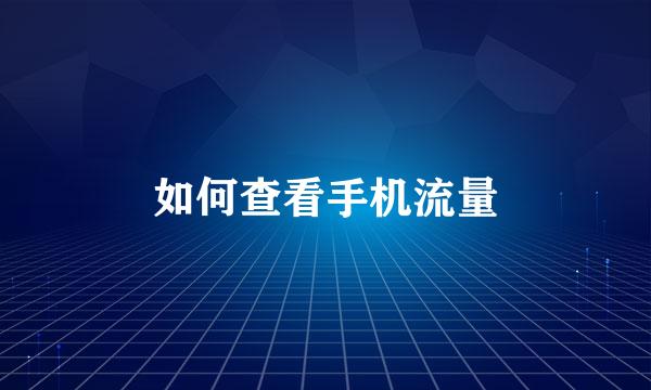如何查看手机流量