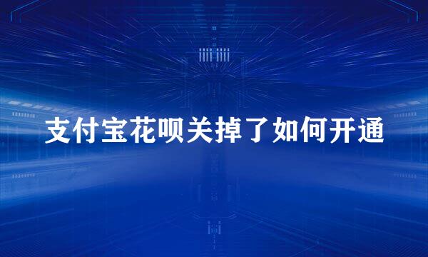 支付宝花呗关掉了如何开通