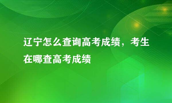 辽宁怎么查询高考成绩，考生在哪查高考成绩