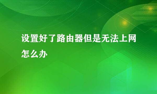 设置好了路由器但是无法上网怎么办