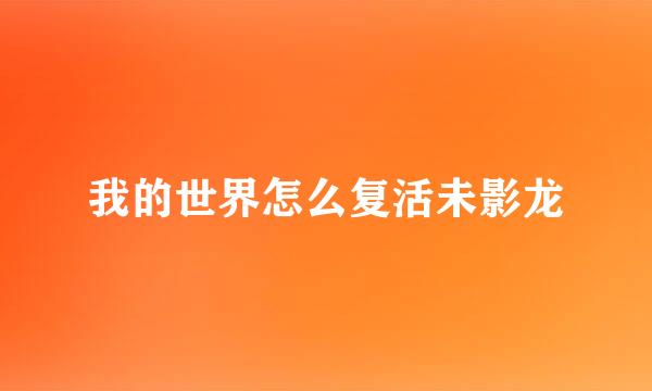 我的世界怎么复活未影龙