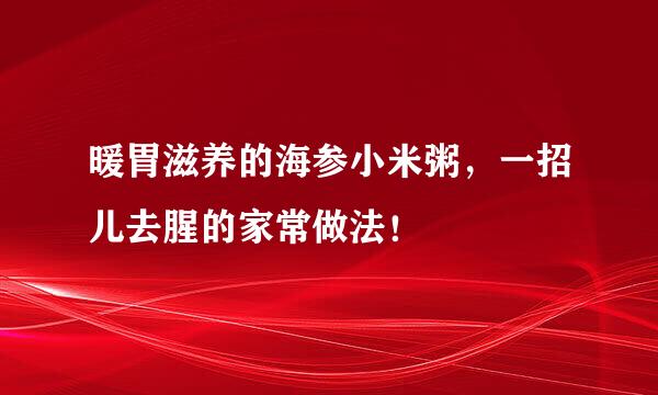 暖胃滋养的海参小米粥，一招儿去腥的家常做法！