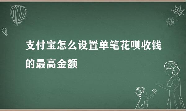 支付宝怎么设置单笔花呗收钱的最高金额