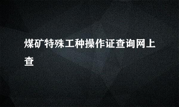 煤矿特殊工种操作证查询网上查