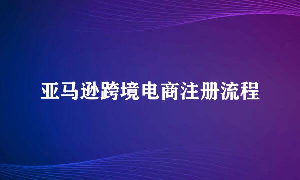 亚马逊跨境电商注册流程