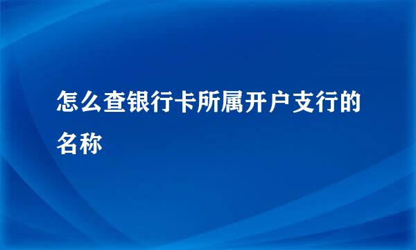 怎么查银行卡所属开户支行的名称