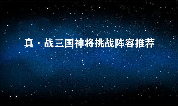 真·战三国神将挑战阵容推荐