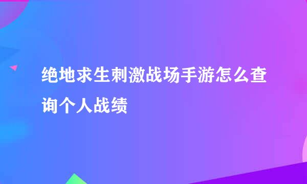 绝地求生刺激战场手游怎么查询个人战绩