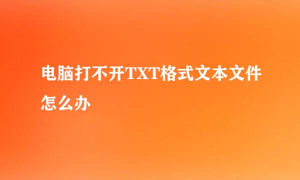 电脑打不开TXT格式文本文件怎么办