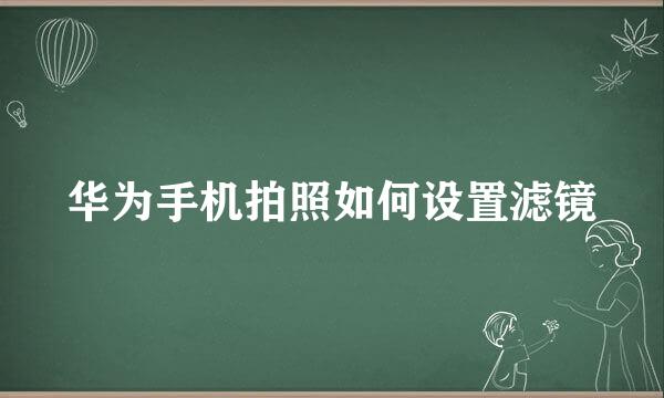 华为手机拍照如何设置滤镜