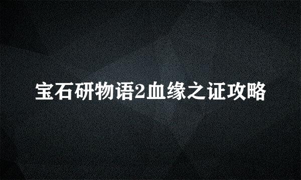 宝石研物语2血缘之证攻略