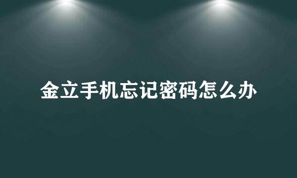 金立手机忘记密码怎么办