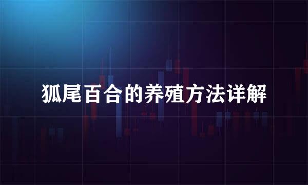 狐尾百合的养殖方法详解