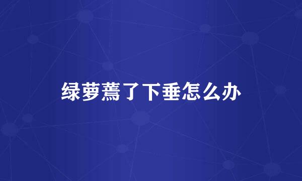 绿萝蔫了下垂怎么办