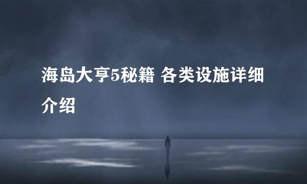 海岛大亨5秘籍 各类设施详细介绍