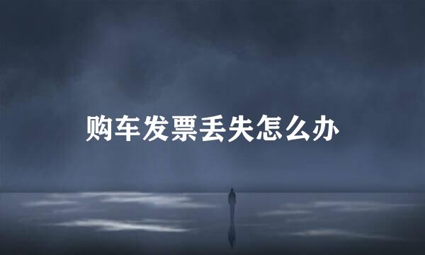 购车发票丢失怎么办