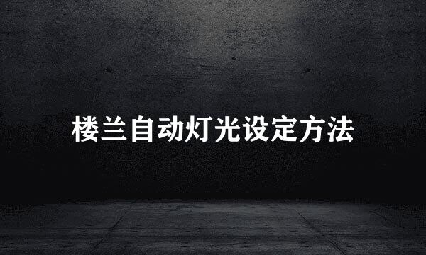 楼兰自动灯光设定方法