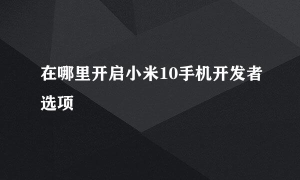 在哪里开启小米10手机开发者选项