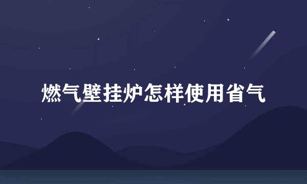 燃气壁挂炉怎样使用省气