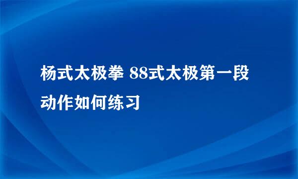 杨式太极拳 88式太极第一段动作如何练习