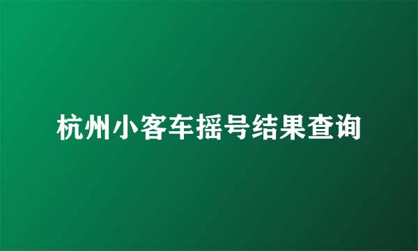 杭州小客车摇号结果查询