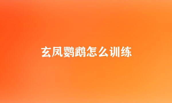 玄凤鹦鹉怎么训练