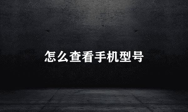 怎么查看手机型号