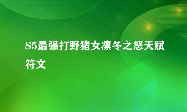 S5最强打野猪女凛冬之怒天赋符文