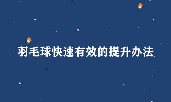 羽毛球快速有效的提升办法
