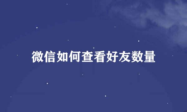 微信如何查看好友数量