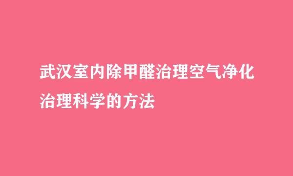 武汉室内除甲醛治理空气净化治理科学的方法