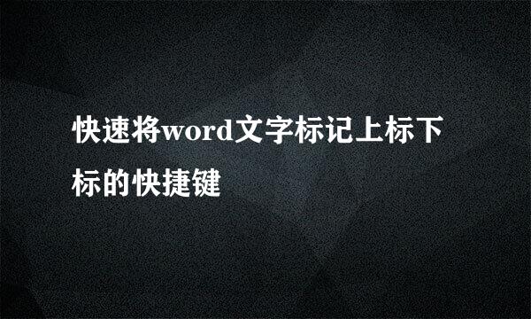 快速将word文字标记上标下标的快捷键