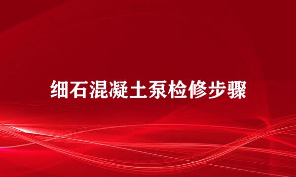 细石混凝土泵检修步骤