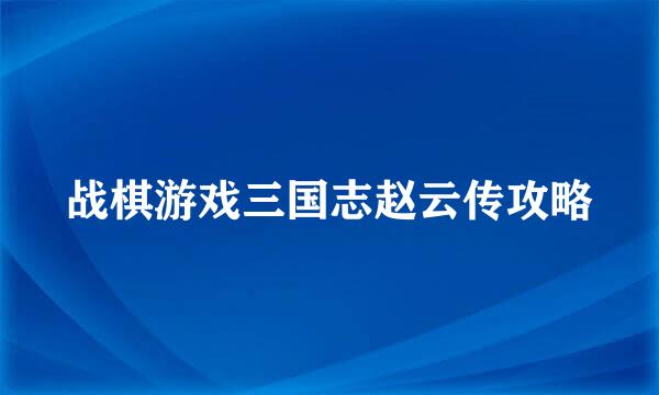 战棋游戏三国志赵云传攻略