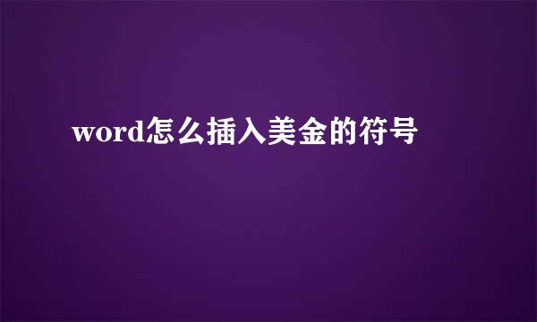 word怎么插入美金的符号