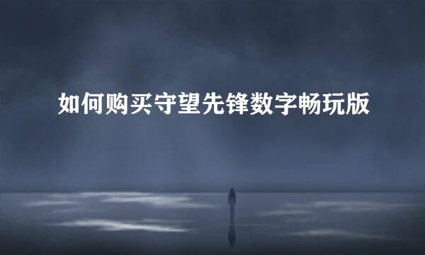 如何购买守望先锋数字畅玩版