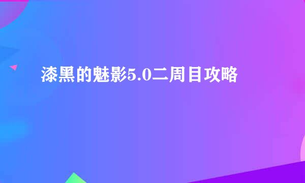 漆黑的魅影5.0二周目攻略