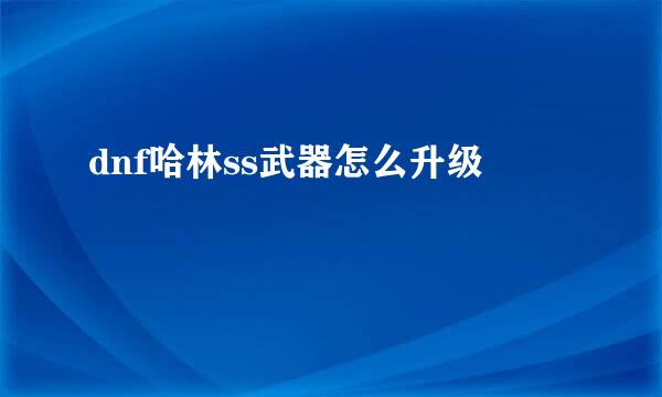 dnf哈林ss武器怎么升级