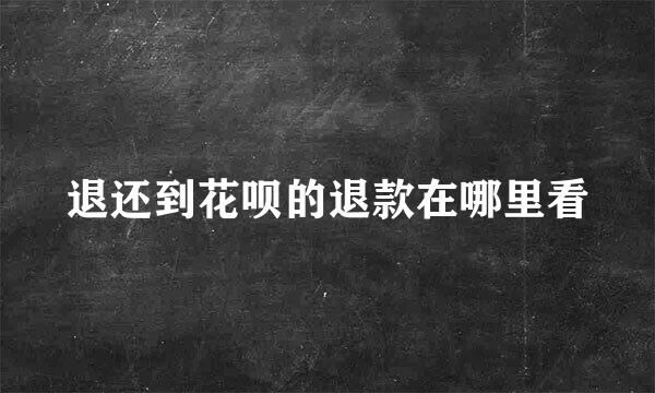 退还到花呗的退款在哪里看