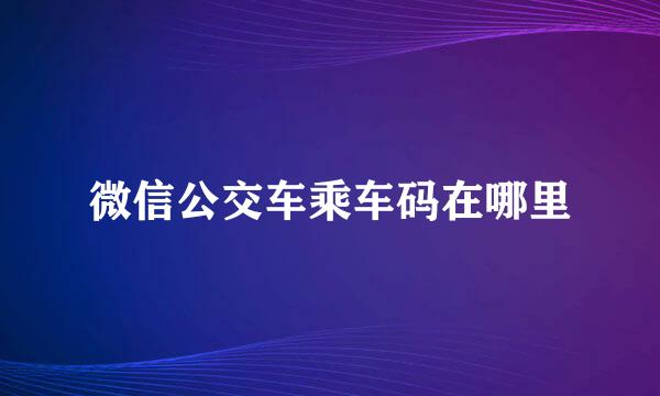 微信公交车乘车码在哪里
