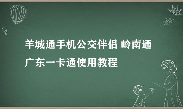 羊城通手机公交伴侣 岭南通广东一卡通使用教程