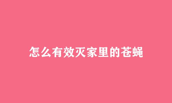 怎么有效灭家里的苍蝇
