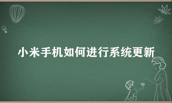 小米手机如何进行系统更新