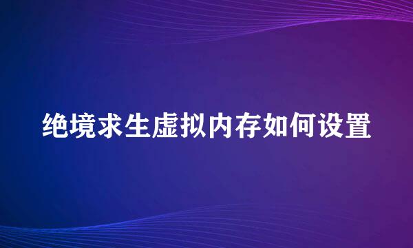绝境求生虚拟内存如何设置